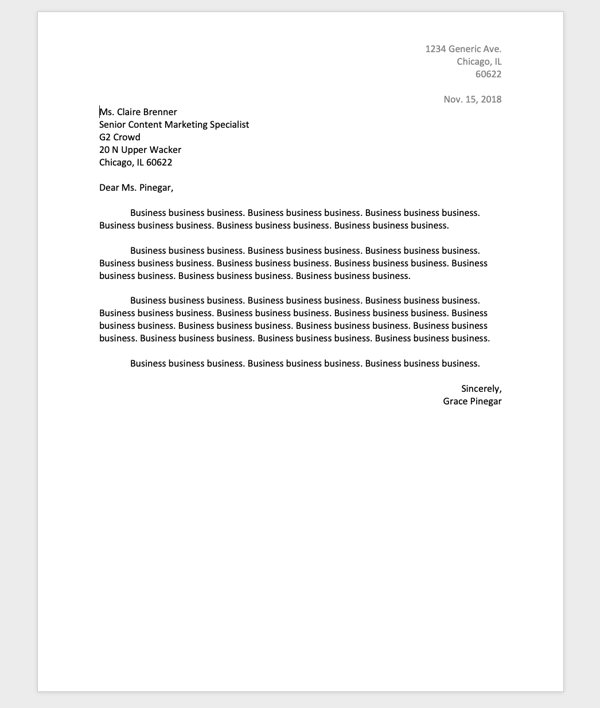 business to business letter examples